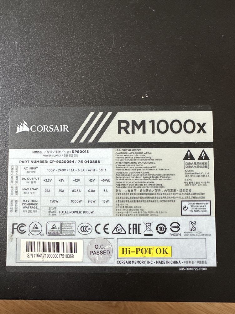 Zasilacz Corsair rm1000x stan nieznany