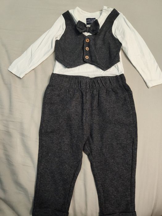 Komplet wizytowy spodnie i body z muszką 74