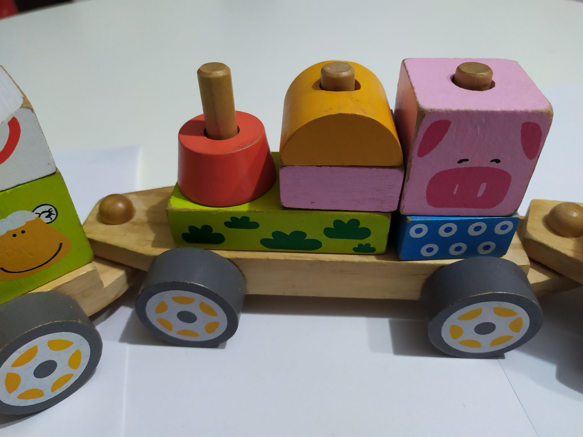 Zabawka,klocki pociąg drewniany,kolejka+piłka Psi Patrol