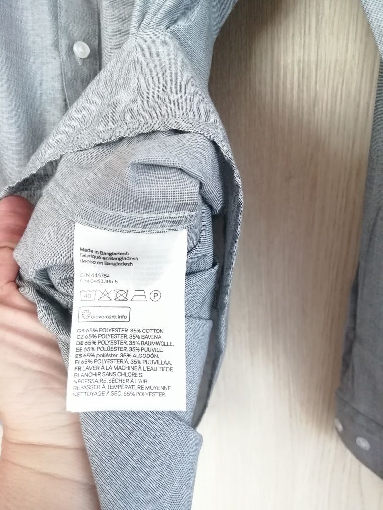 Szara koszula męska H&M slim fit r M Nowa