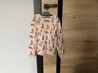Różowy pudrowy sweter w sarenki H&M 134