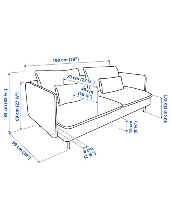 Kanapa IKEA SÖDERHAMN 3-osobowa – bardzo dobry stan, kompletna
