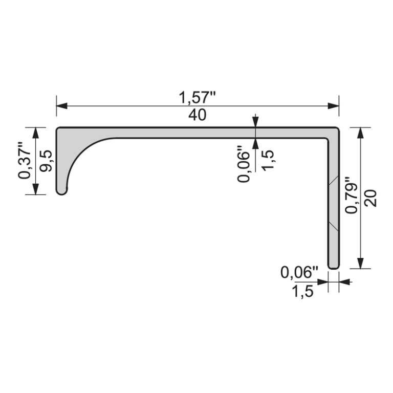 Uchwyt krawędziowy ZOBAL U-9 czarny mat L 100 mm czarna anoda 3 sztuki