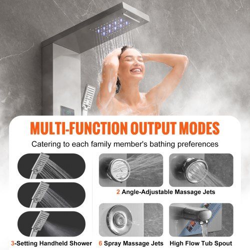 Sistema de painel de chuveiro , 6 modos de chuveiro, torre de painel d