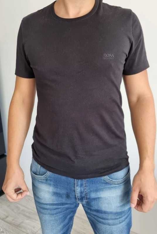 T-shirt męski, czarny, krótki rękaw Hugo Boss,100% bawełna, r. S