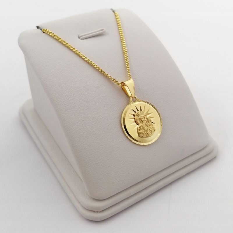 Złoty Łańcuszek Pancerka + Medalik Matka Boska Próba 925/585/14k + Gra