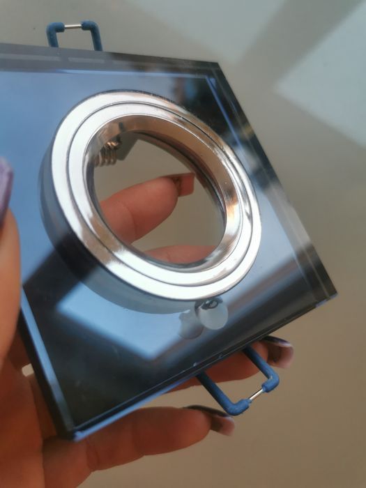 Oprawki sufitowe czarne szkło kwadrat 2 sztuki