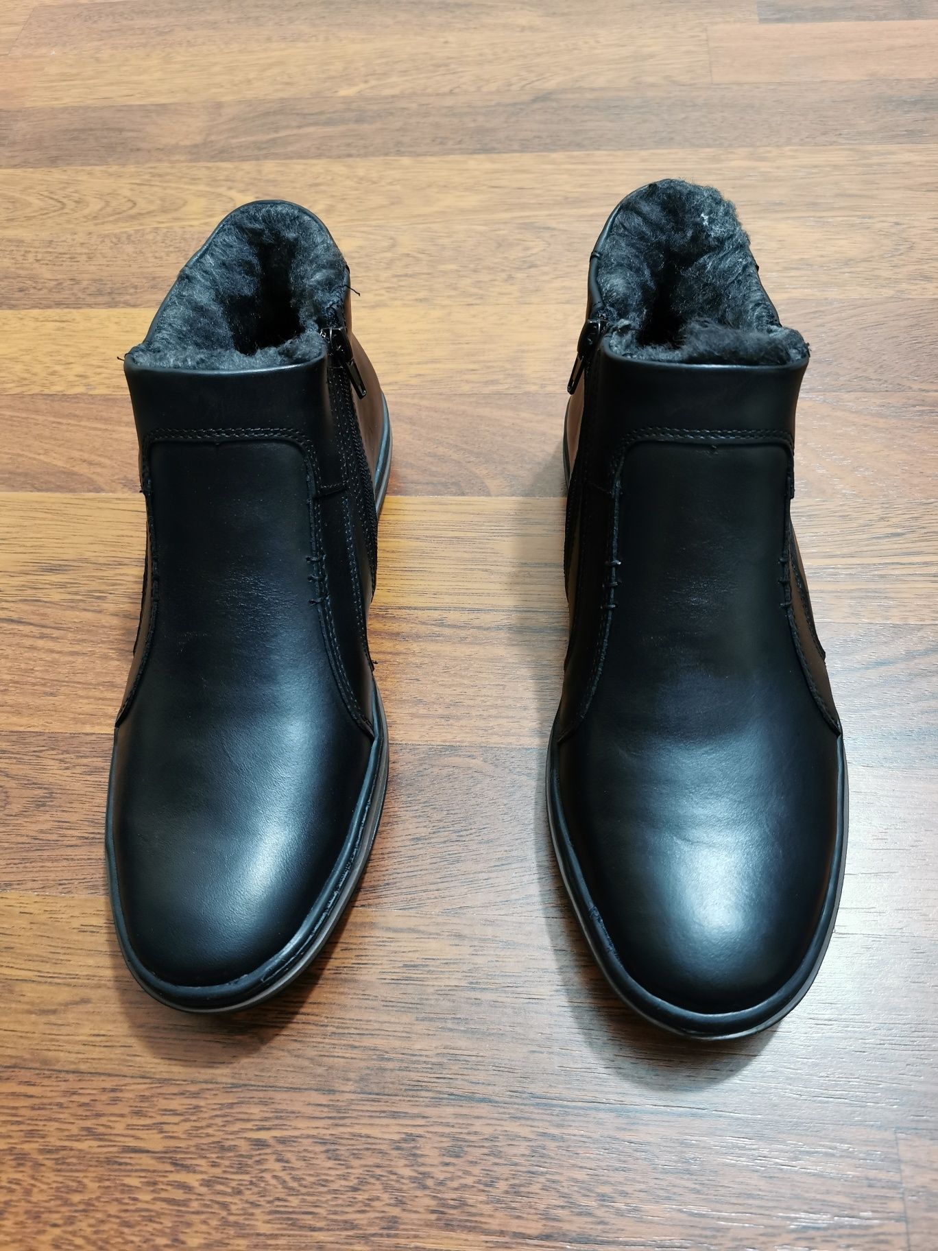 Skórzane Zimowe Buty Męskie Wsuwane Na Zamek
