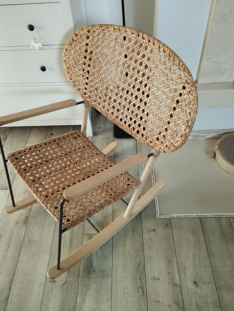 Ikea gronadal krzesło bujane, drewniane rattan, styl boho