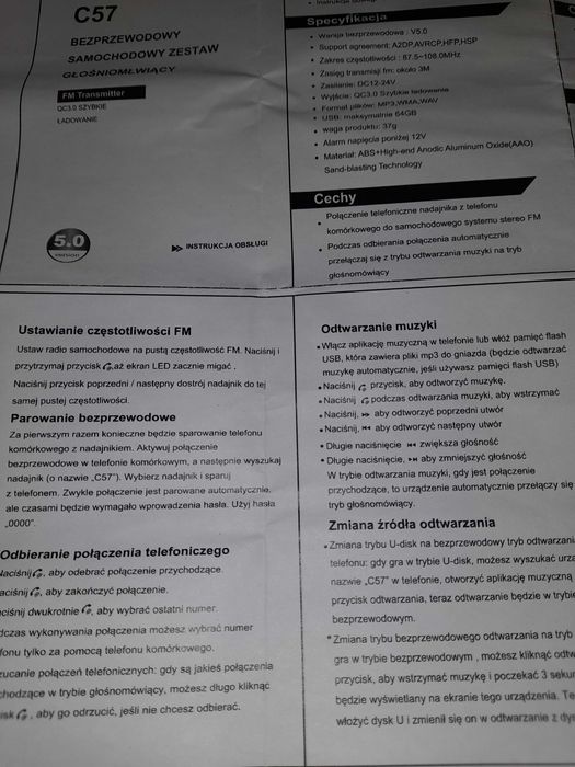 Transmiter Wireless C-57 - Zestaw bezprzewodowy głośnomówiący