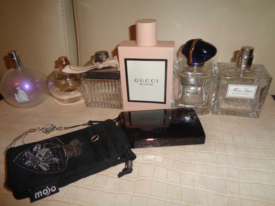 7x puste flakony butelki po oryginalnych perfumach Dior Gucci Mojo
