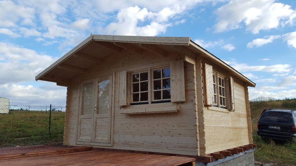 Domek letniskowy z balika + łazienka rekreacyjny drewniany 4.7x4.7m