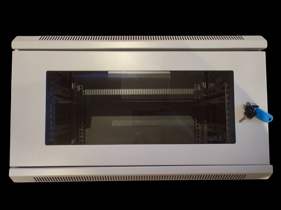 Szafa rack 19" 6U 600x400, wisząca, z szybą, biała