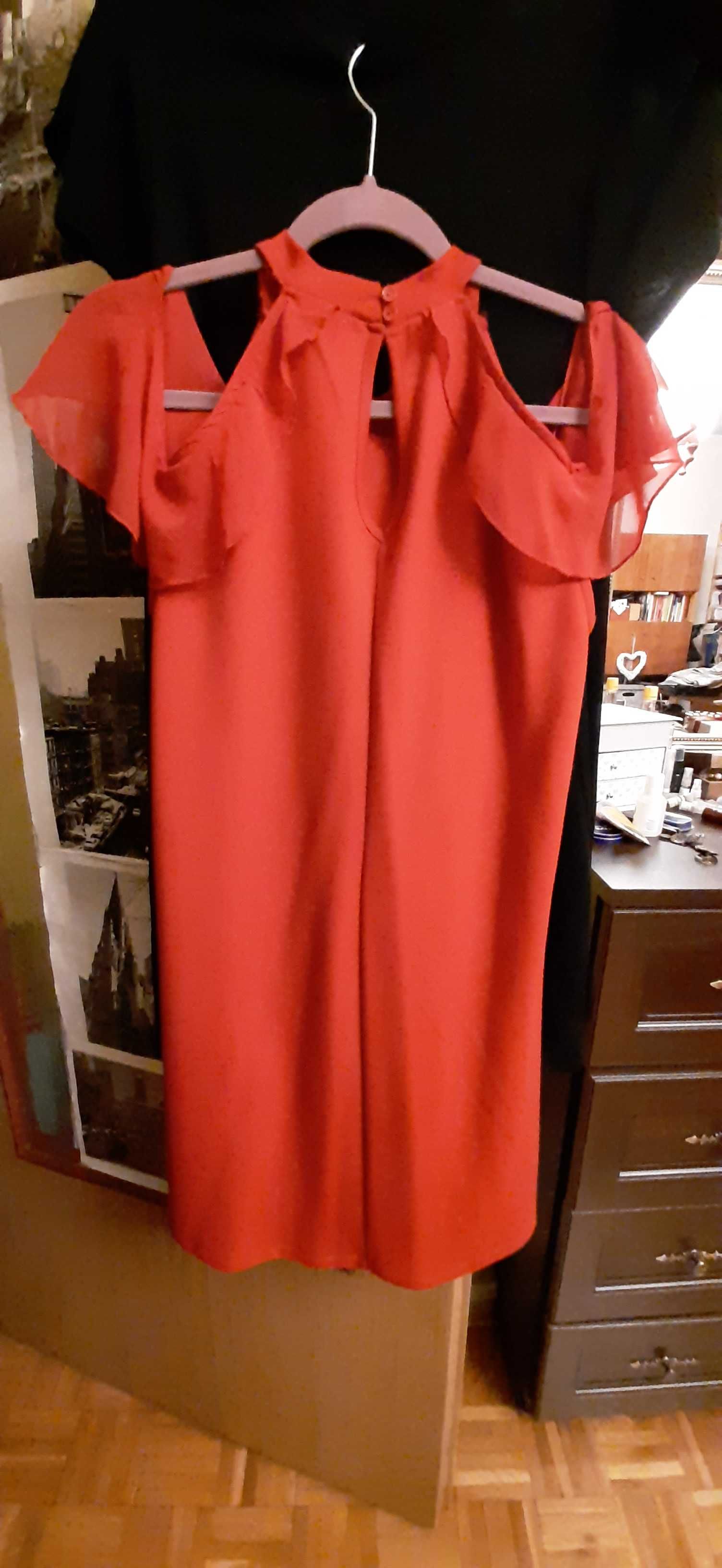Czerwona sukienka midi 40 L 42 XL