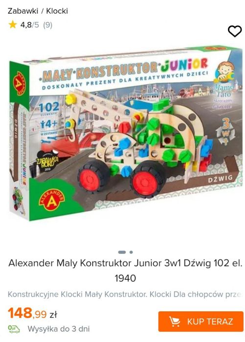 Dźwig Mały konstruktor junior Aleksander 3 w 1