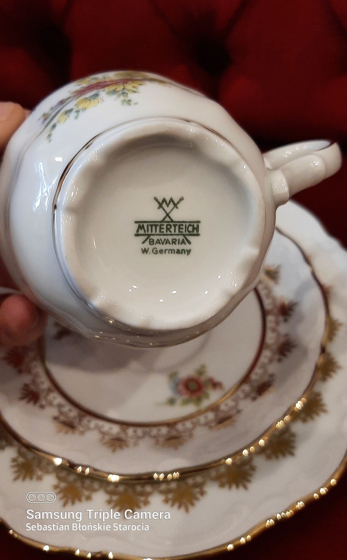 Zestaw śniadaniowy Trio filiżanka porcelanowa Bawaria vintage prl