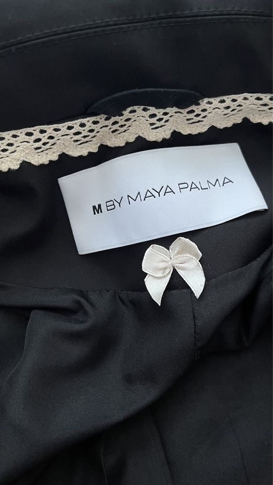 Długi czarny płaszcz trencz by maya palma S