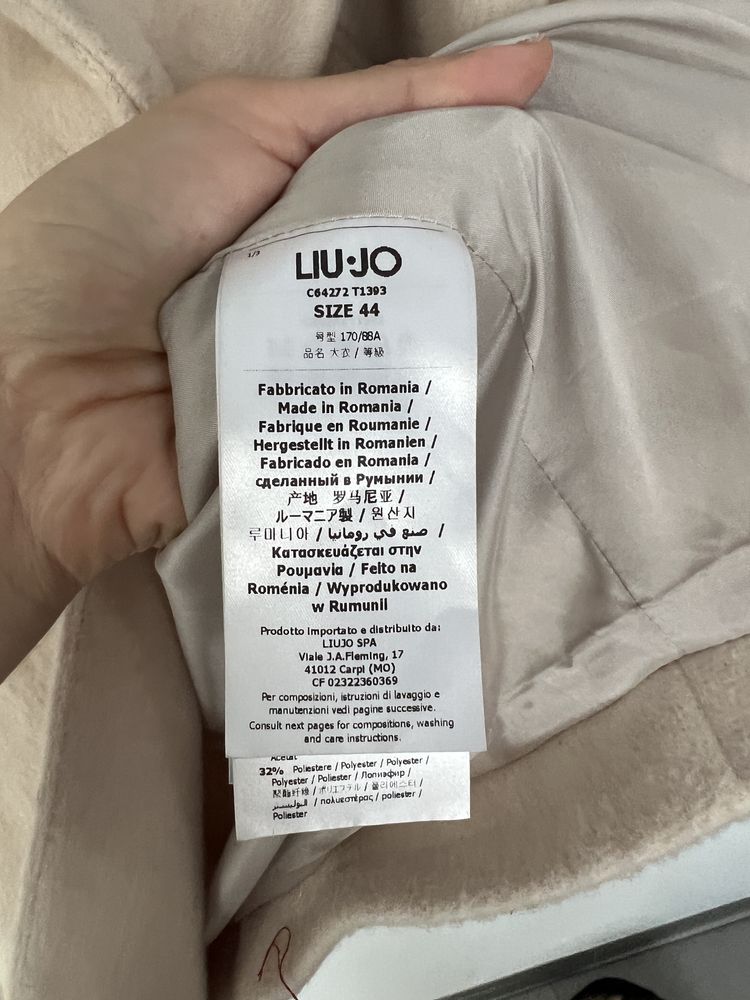 Liu Jo płaszcz oversize beżowy pudrowy róż