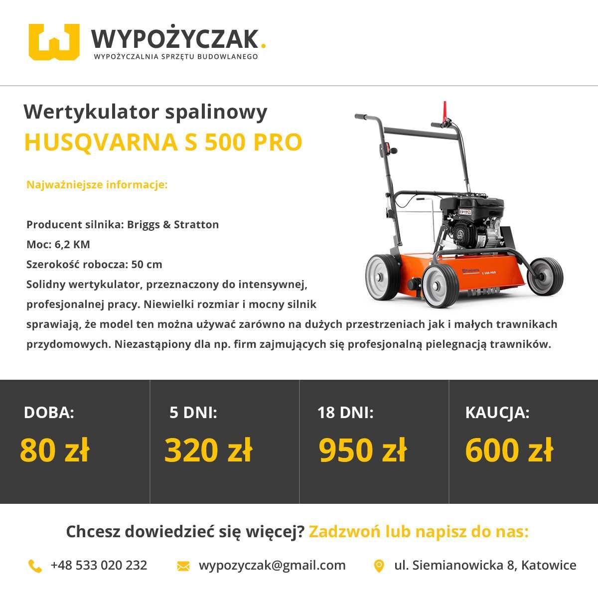 Glebogryzarka spalinowa z napędem / wertykulator / aerator - WYNAJEM