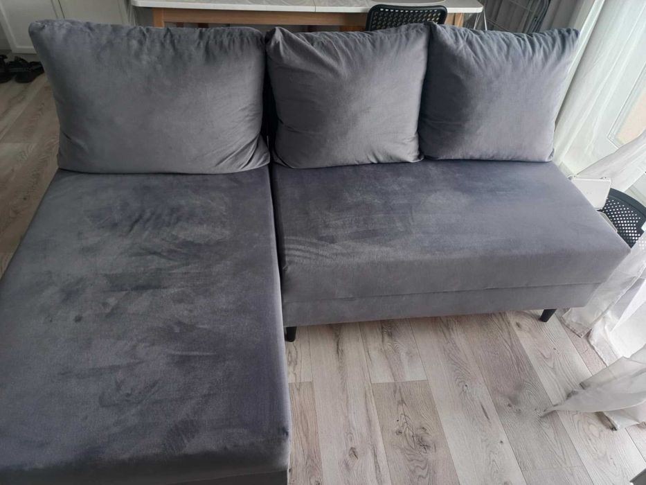 Narożnik z funkcją spania szary 180 x 140 cm