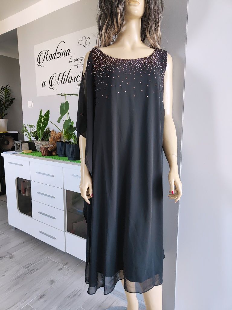 Sukienka koktajlowa luźna wesele impreza plussize rozmiar 52 6 xl