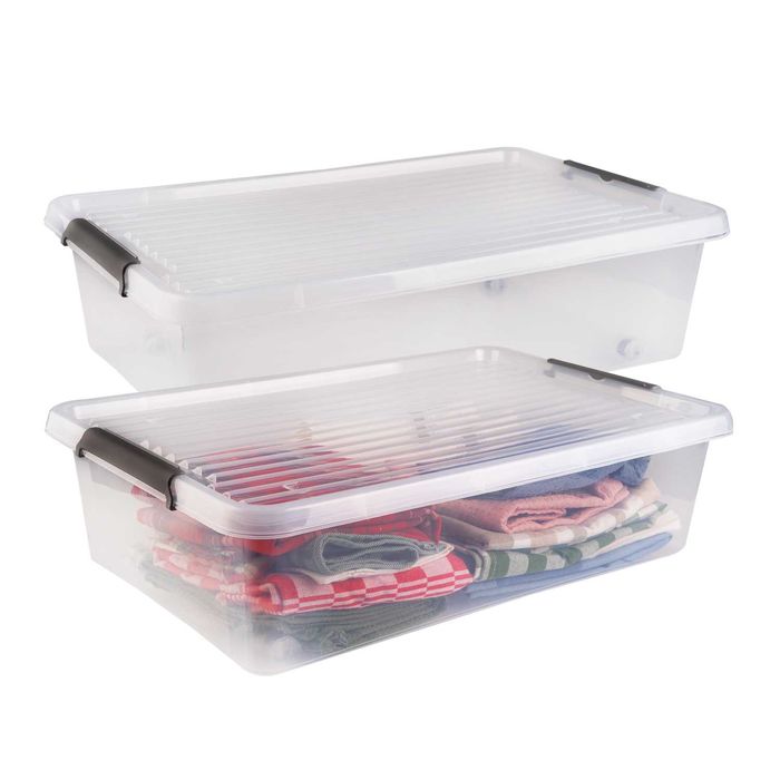 Pojemnik plastikowy 25L organizer z pokrywką na kółkach do organizacji