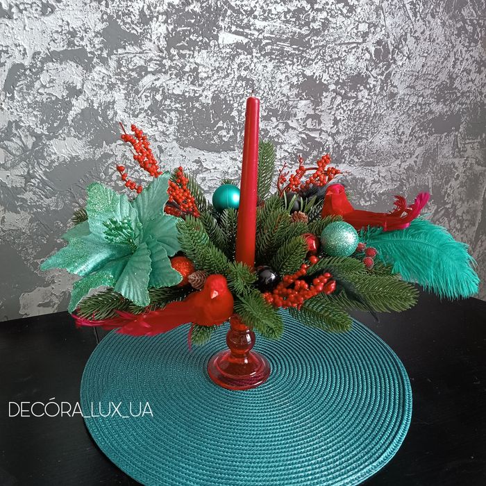 Новорічний підсвічник, різдвяний віночок, новорічний декор, різдвяний