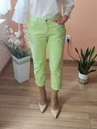 Spodnie limonkowe 7/8 bawełna 38 M zielone chinosy, klasyczne