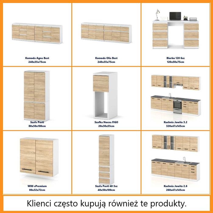 Komoda Modułowa Best Agnolia 240cm Nowoczesna Szafka 6 Szuflad Duża