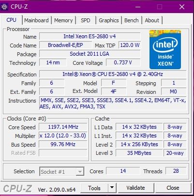 Процесор Intel Xeon E5 2680v4 14/28