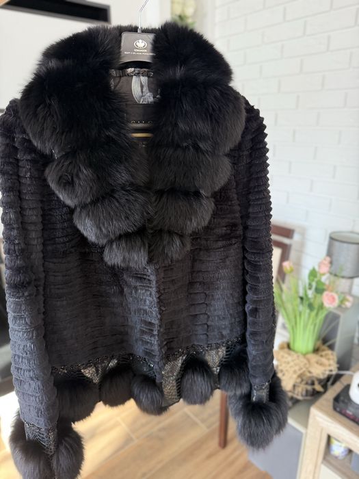 Kurtka futro z lisa i królika jakość PREMIUM M/L