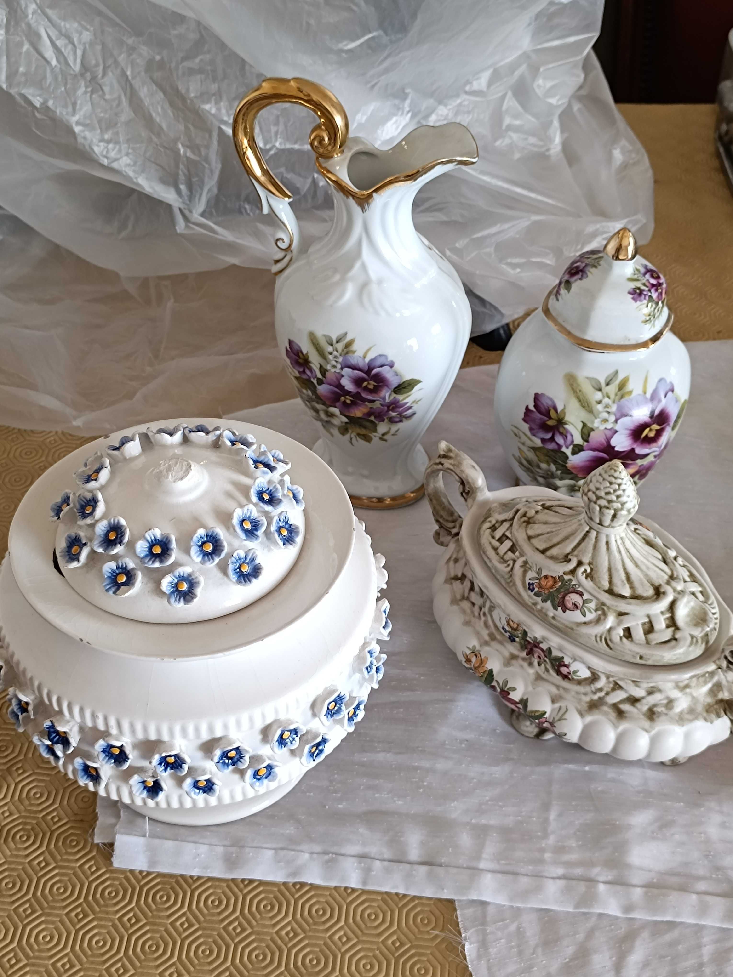 Decoração Cerâmica Antiga - Jarra, Pote e Terrina