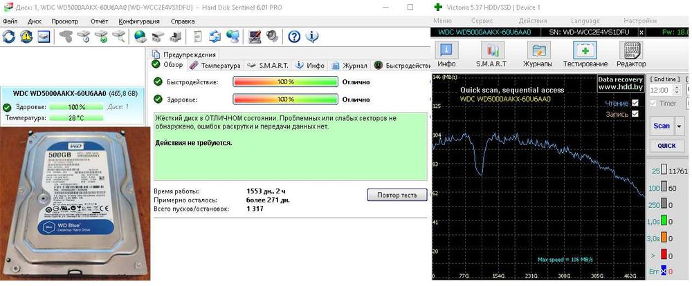 Жесткий диск HDD 3.5" 500Gb, 1Tb, для ноутбука 2.5" 500Gb.