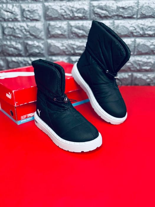 Женские дутики Puma Зимние черные сапоги пума Сноубутсы Пума