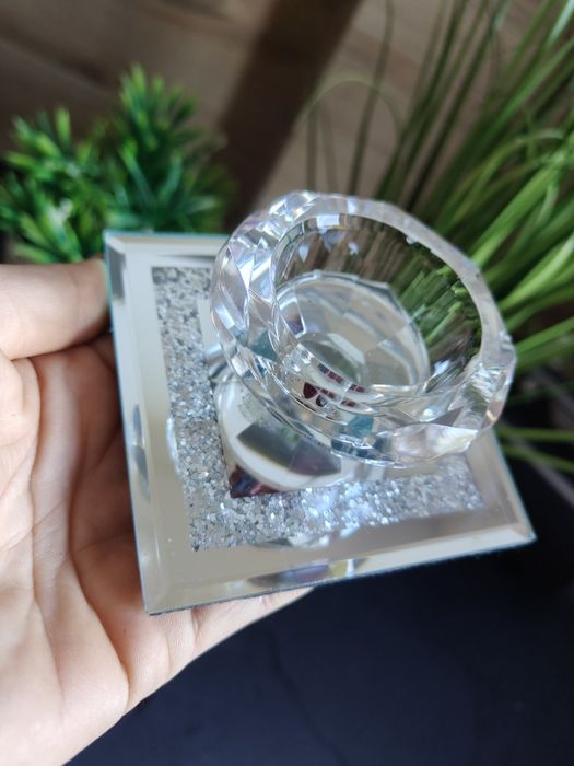 Świecznik lustrzany z brokatem na podgrzewacz Glamour