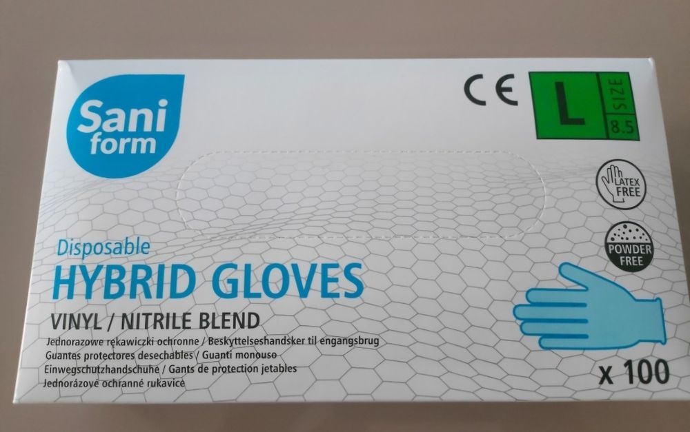 winylowe nitrylowe rękawiczki ochronne sani form L