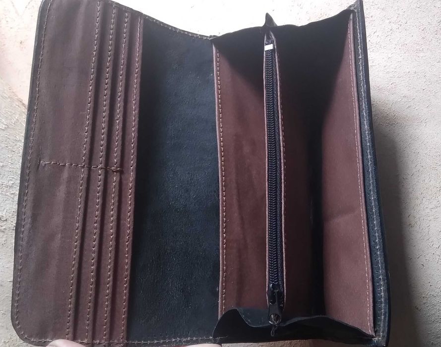 Гаманець шкіряний з вибитим візерунком вінтажний