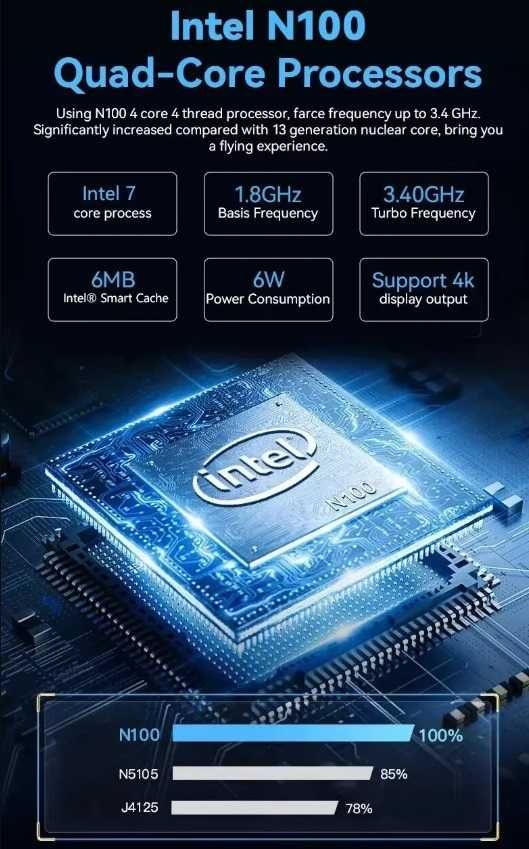 Мини компьютер FIREBAT T8 Pro, Intel N100, 8Gb ОЗУ, 256Gb SSD, Win 11