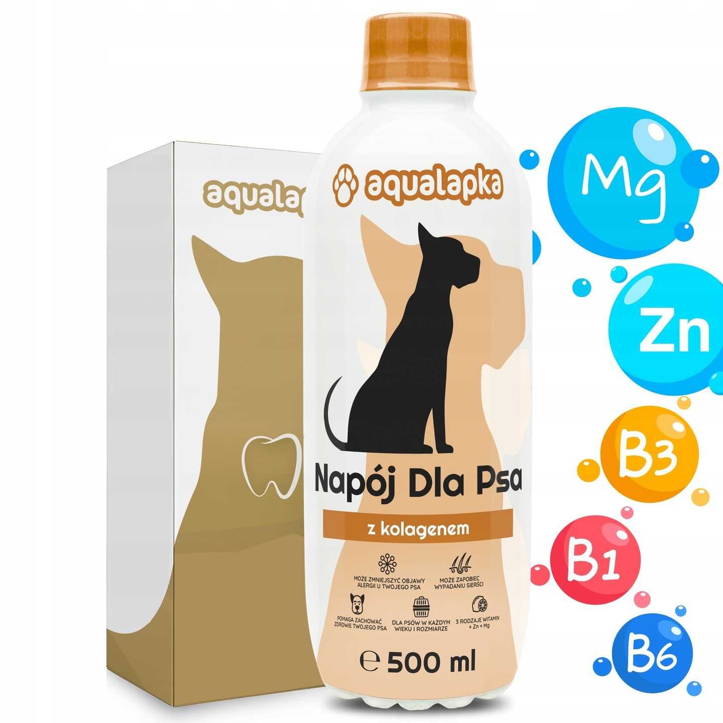 NAPÓJ DLA PSA z KOLAGENEM 500ml Aqualapka woda dla psa