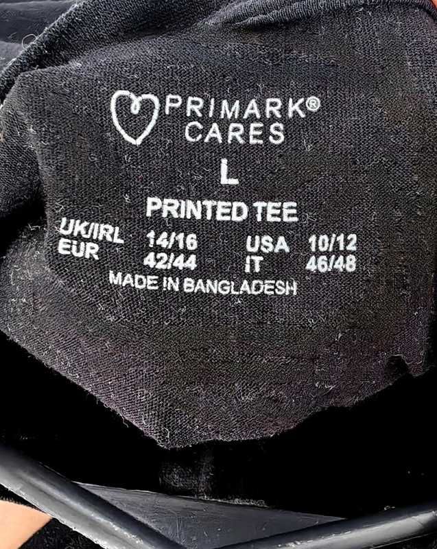 Czarny t-shirt koszulka Primark Be Positive basic M L bluzka