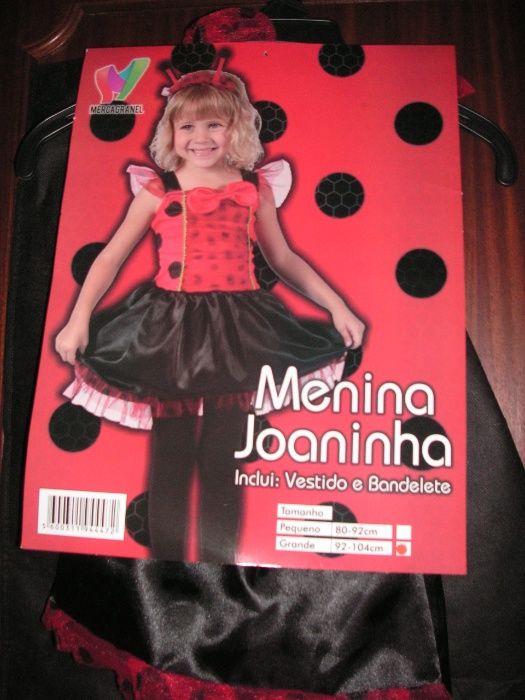 Fato Fantasia Festa / Carnaval Joaninha T-92 -104cm ( 4/5 Anos )