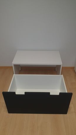 IKEA Stuva Ławka z pojemnikiem na zabawki, biały/czarny farba kredowa