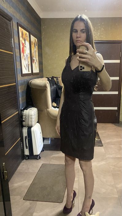 Сукня натуральна шкіра шоколад