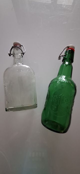 2 butelki 0,5l zielona 0,4l biała z ceramicznym kapslem