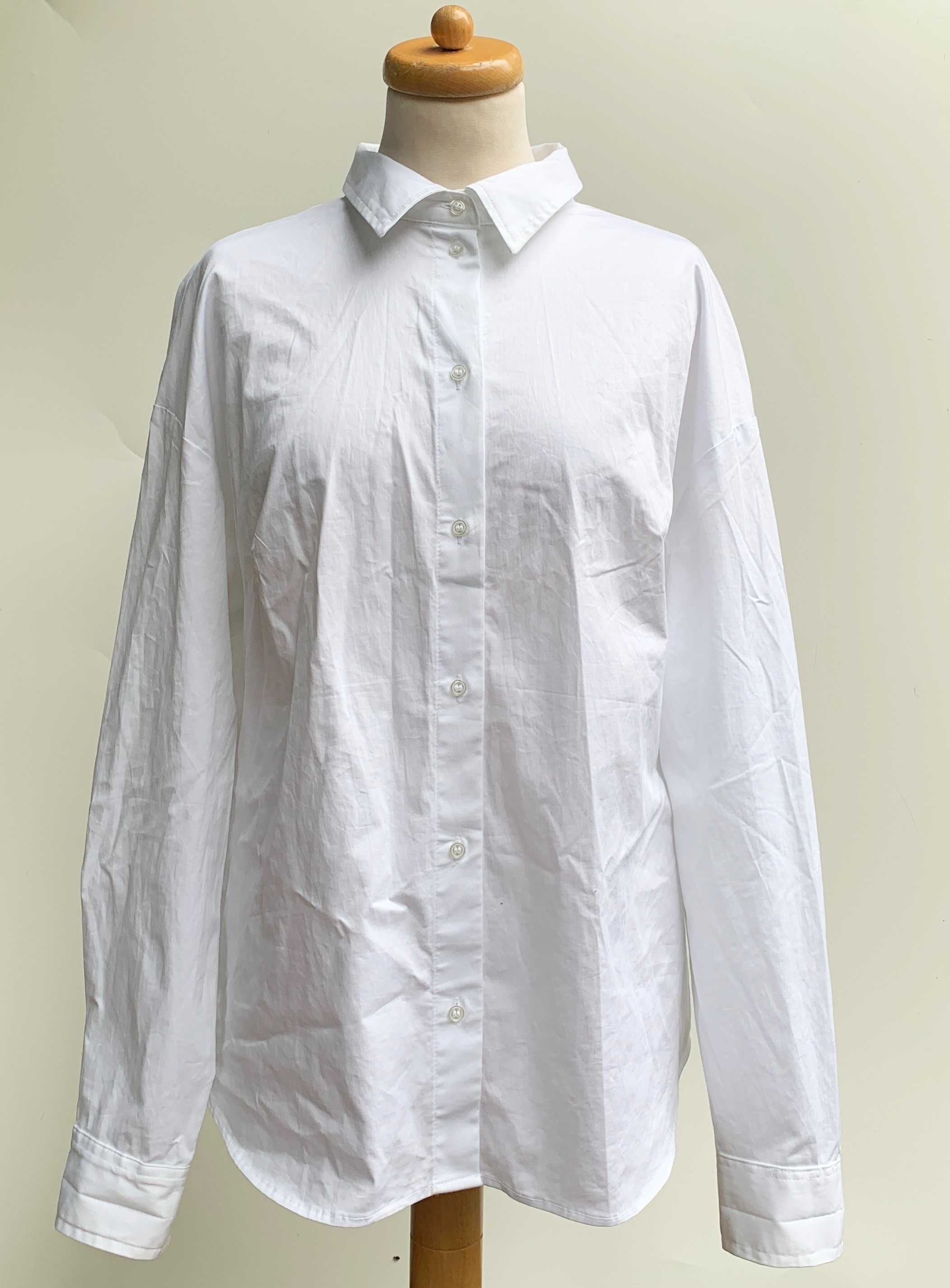 Koszula Biała H&M L 40 Elegancka Wizytowa Kołnierzyk