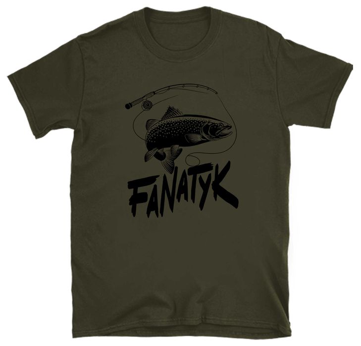 koszulka wędkarska, koszulka na ryby, koszulka wędkarz kolor militarny