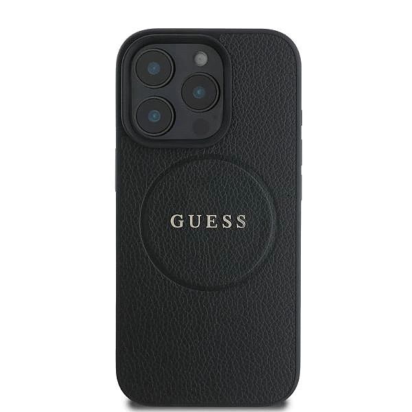 Etui Guess Grained Gold Ring MagSafe na iPhone 16 Pro Max - czarne