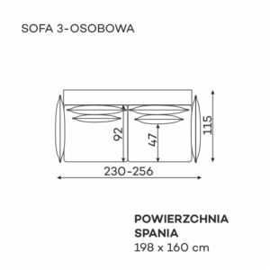 SOFA BEFAME CARMEN 3 osobowa z f.spania