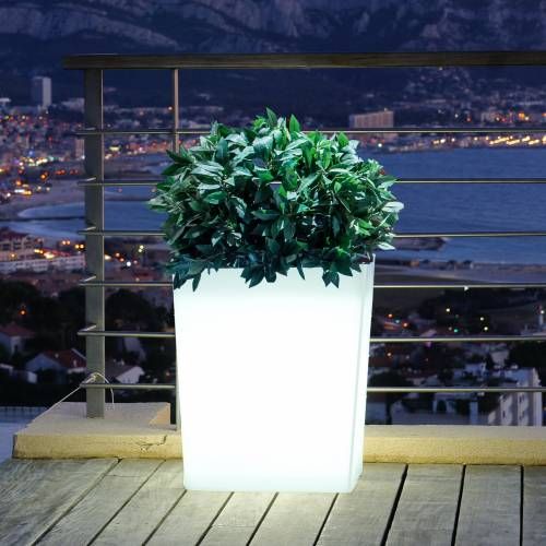 Floreira e vaso com luz led