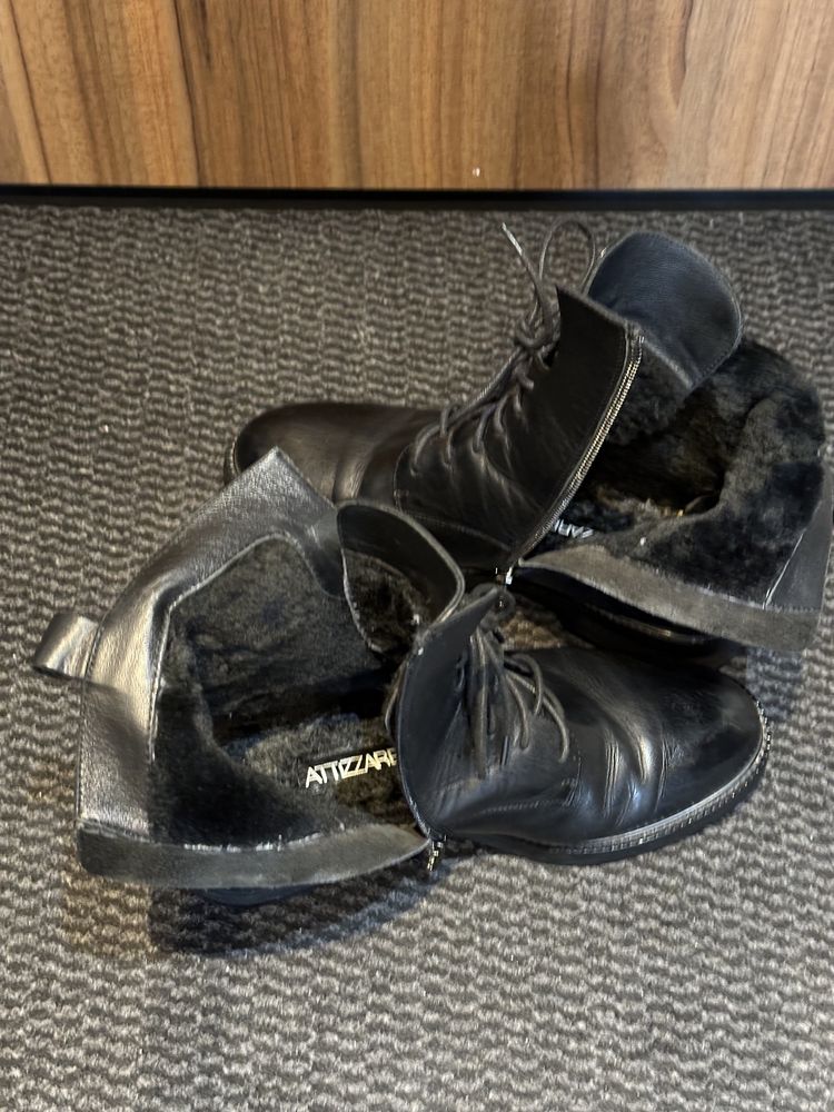 Buty zimowe skórzane z futerkiem naturalnym